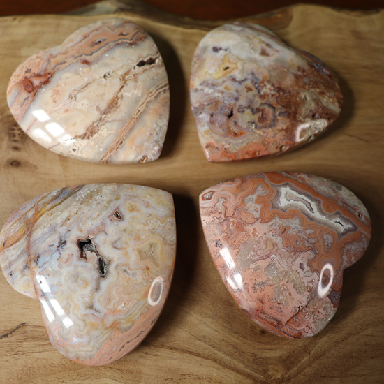Pink Crazy Lace Agate Heart