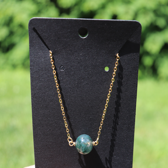 Moss Agate 14k Gold filled Crystal Necklace 18 inch