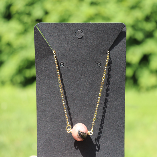 Rhodonite 14k Gold filled Crystal Necklace 18 inch
