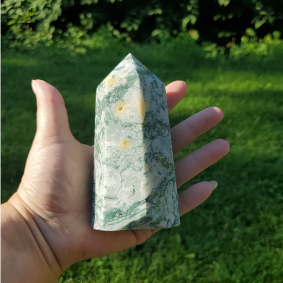 Large Moss Agate Tower