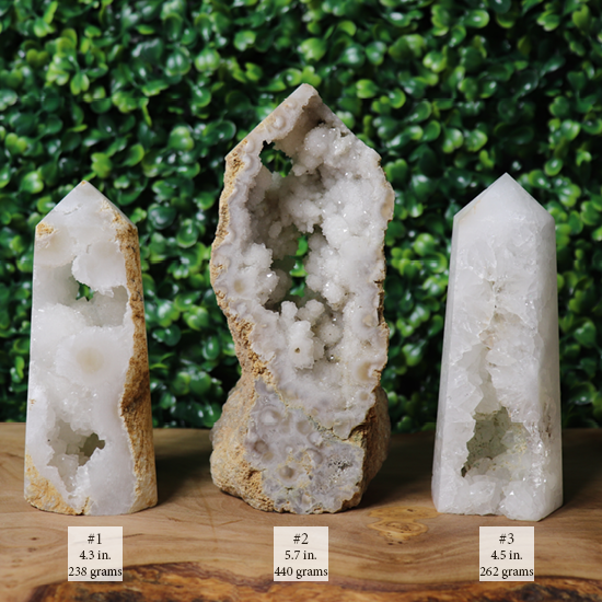 White Agate Geode Tower